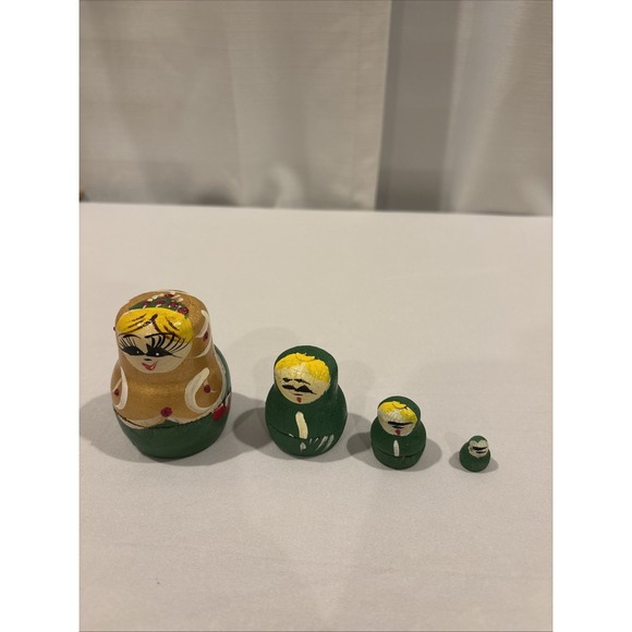 Vintage Russian Nesting Wooden Stacking Dolls~ Set of 4 - Picture 4 of 4